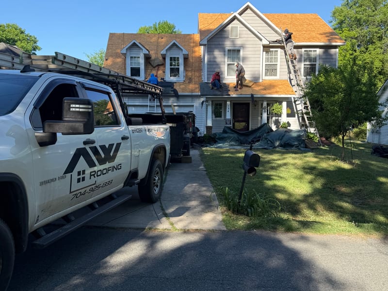 A&W Roofing Crew — Fall Job Site — A&W Roofing, Charlotte, NC | Roof Replacement & Repair Contractor